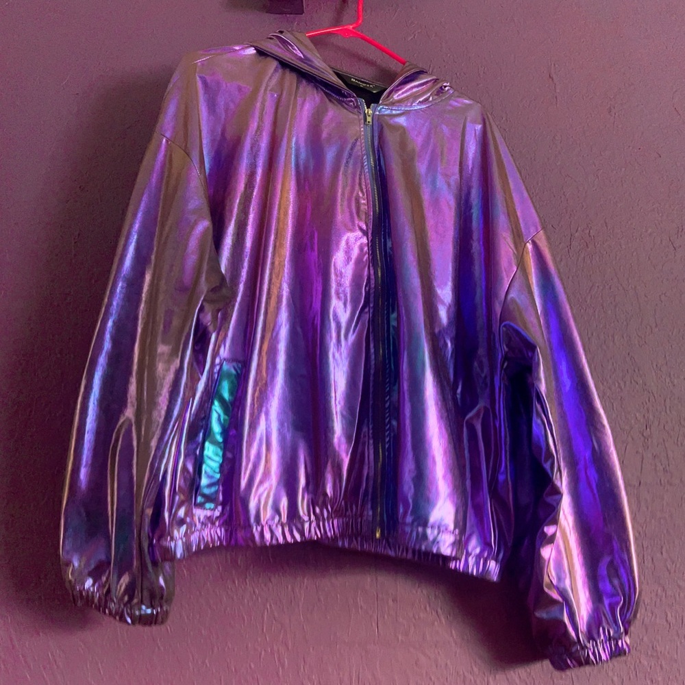 Purple iridescent jacket.